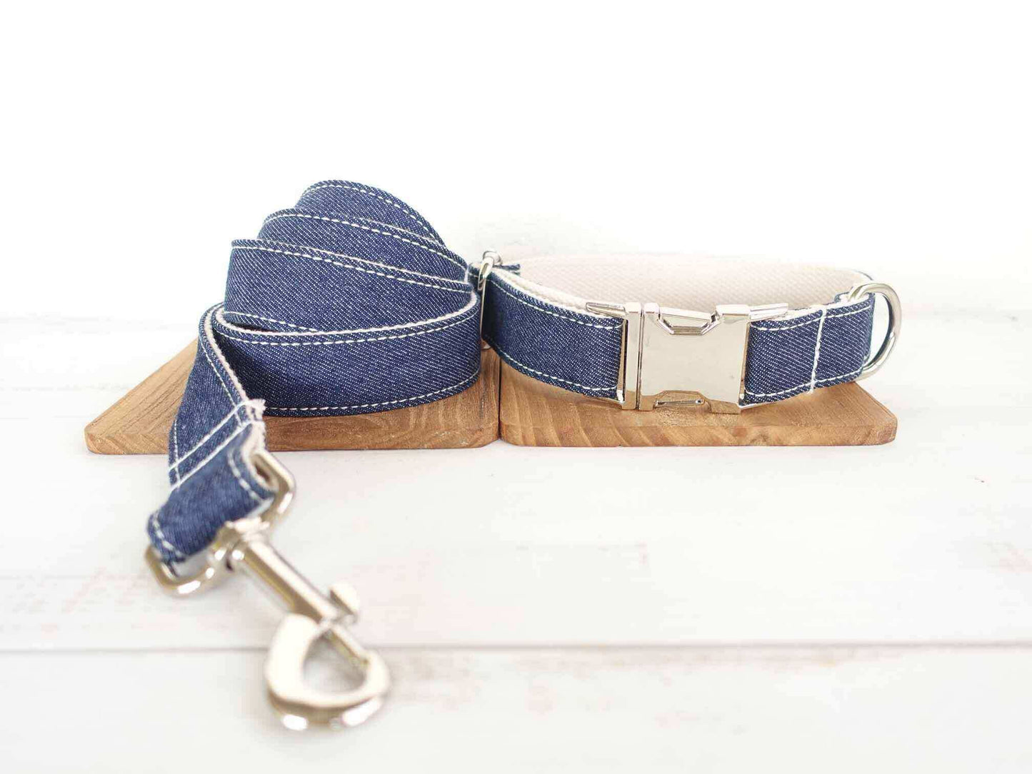 Dog Blue Denim Collar Leash Set - Frenchiely