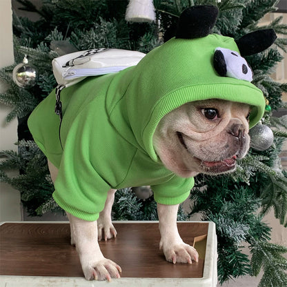 Dog Green Hoodie with Bag Attached with D ring