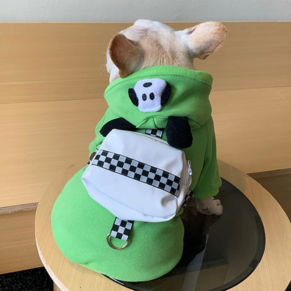 Dog Green Hoodie with Bag Attached with D ring