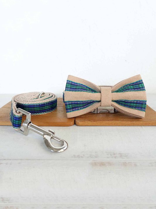 Dog Green Plaid Collar Leash Set - Frenchiely