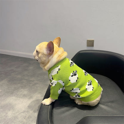 Dog Green Sheep Sweater FOR medium dog breeds by Frenchiely.com