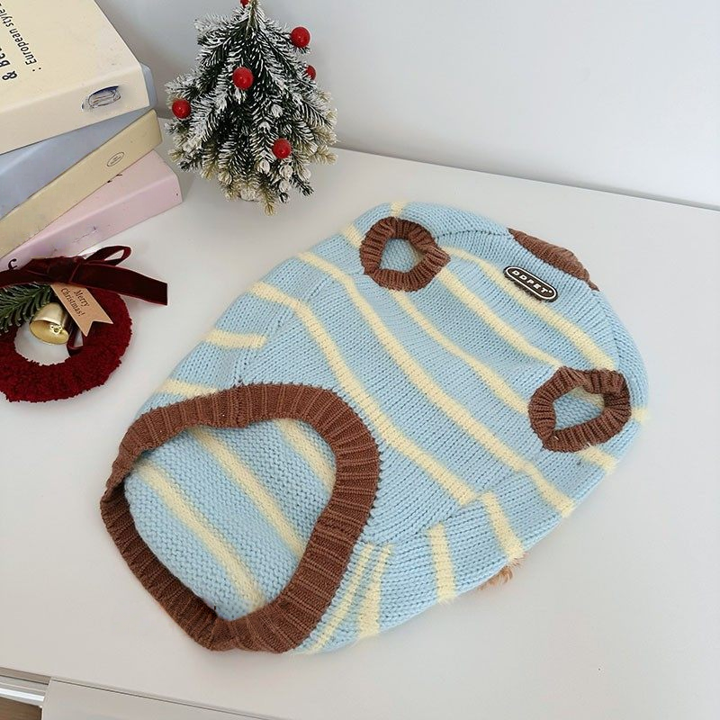 Blue Bear Sweater doggreenstripebearsweaterformediumdogs_1