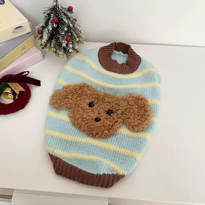 Blue Bear Sweater doggreenstripebearsweaterformediumdogs_4