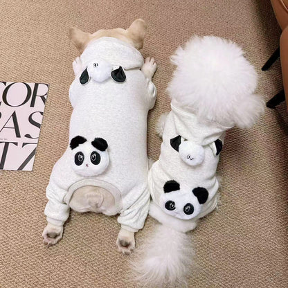 Dog Light Grey Panda Onesie PJs Costume for medium dogs 