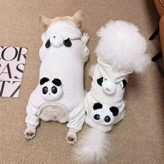 Dog Light Grey Panda Onesie PJs Costume for medium dogs 