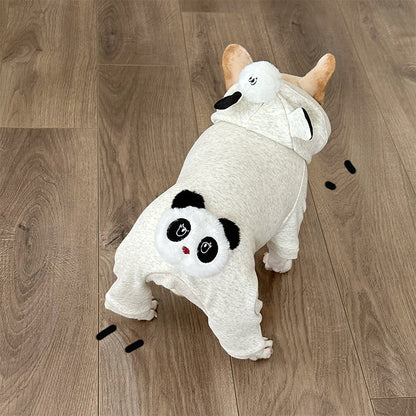 Dog Light Grey Panda Onesie PJs Costume for medium dogs 
