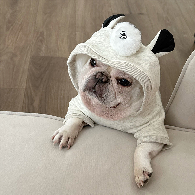 Dog Light Grey Panda Onesie PJs Costume for medium dogs 