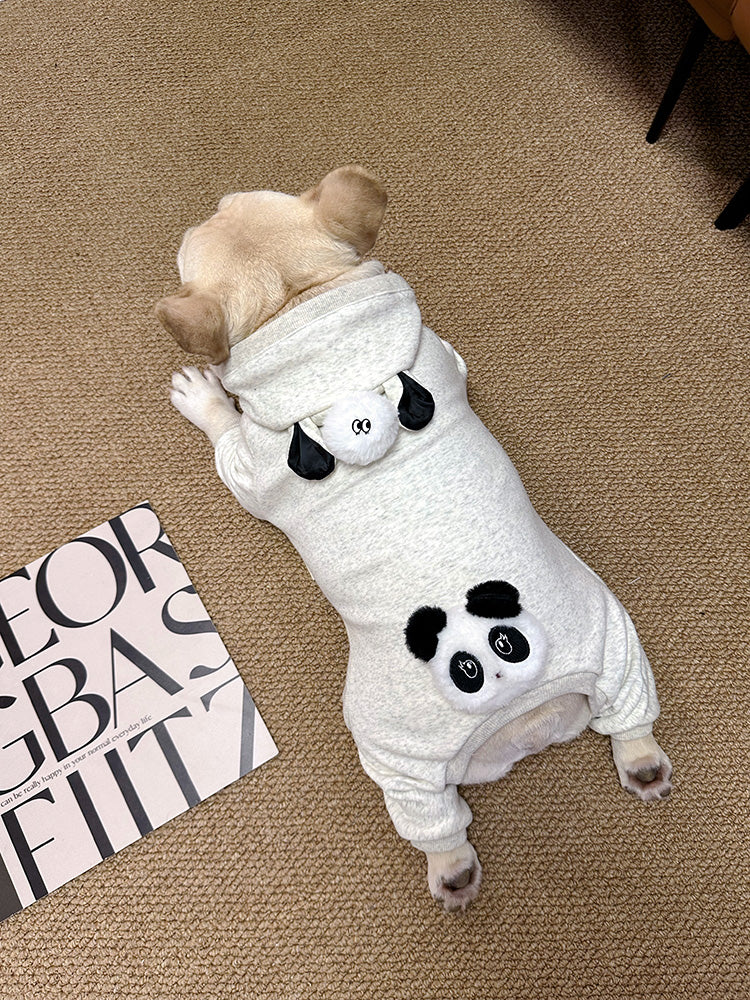 Dog Light Grey Panda Onesie PJs Costume for medium dogs 