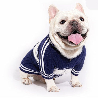 Dog Navy & White Zipper Sweater for small medium dogs by Frenchiely