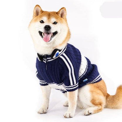 Dog Navy & White Zipper Sweater for small medium dogs by Frenchiely