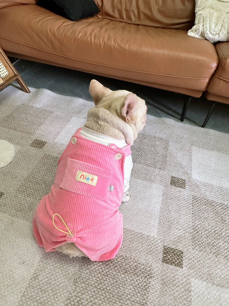 Dog Corduroy Overalls with Hat - Frenchiely