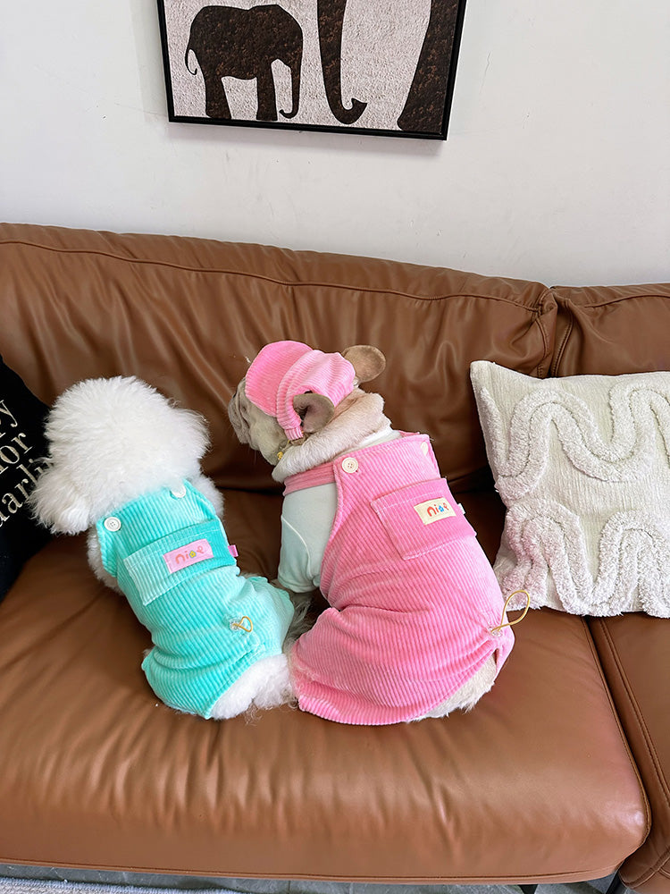 Dog Corduroy Overalls with Hat - Frenchiely