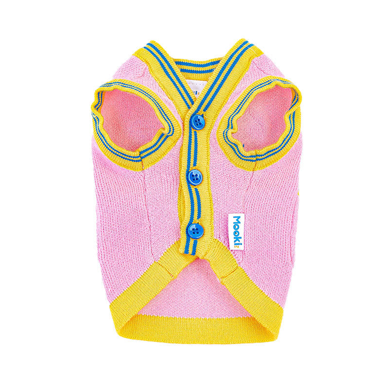 Dog Pink & Yellow Cardigan vest for medium dog breeds by Frenchiely.com