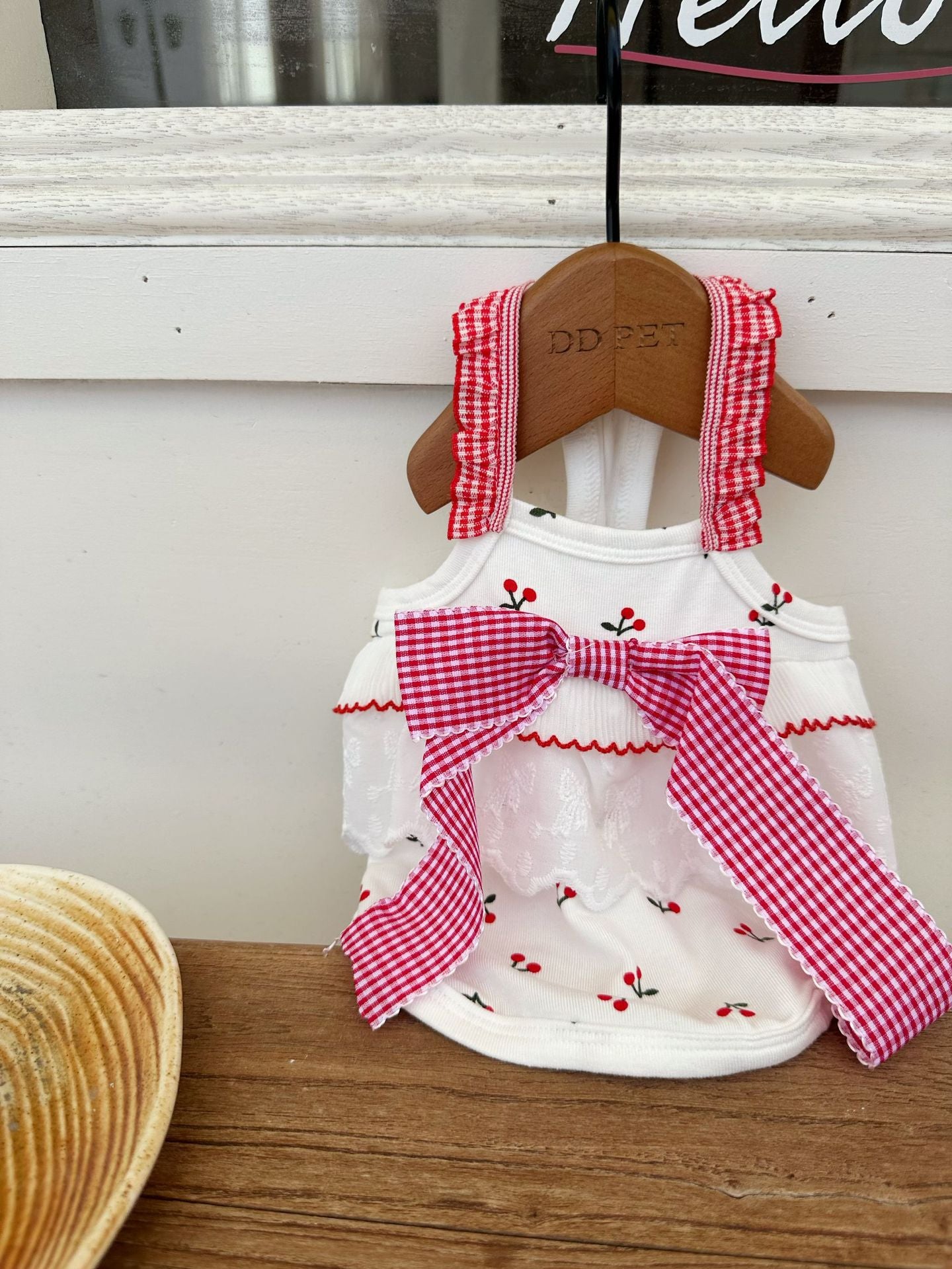 Cotton Red Houndstooth Cherry Shirt