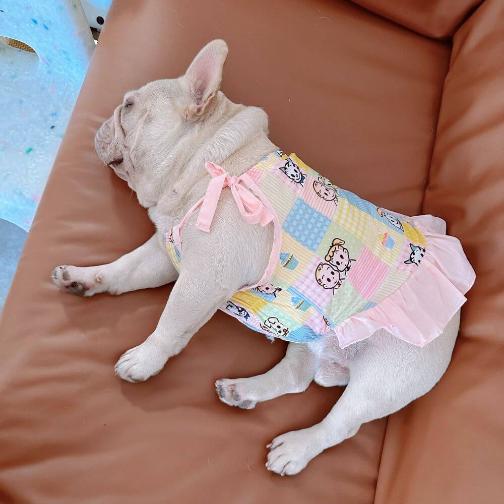 dog cartoon pink dress for small medium dogs by Frenchiely 