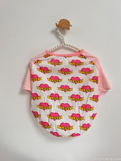 dog pink heart shirt for medium dogs by frenchiely