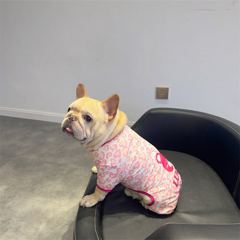 Dog Pink Leopard Bear Onesie Pajamas by Frenchiely