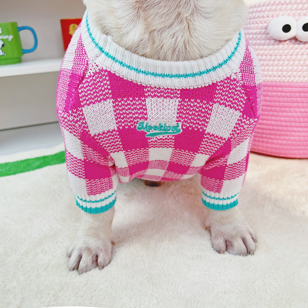 Dog Pink Plaid Pullover Sweater for small medium dogs by Frenchiely