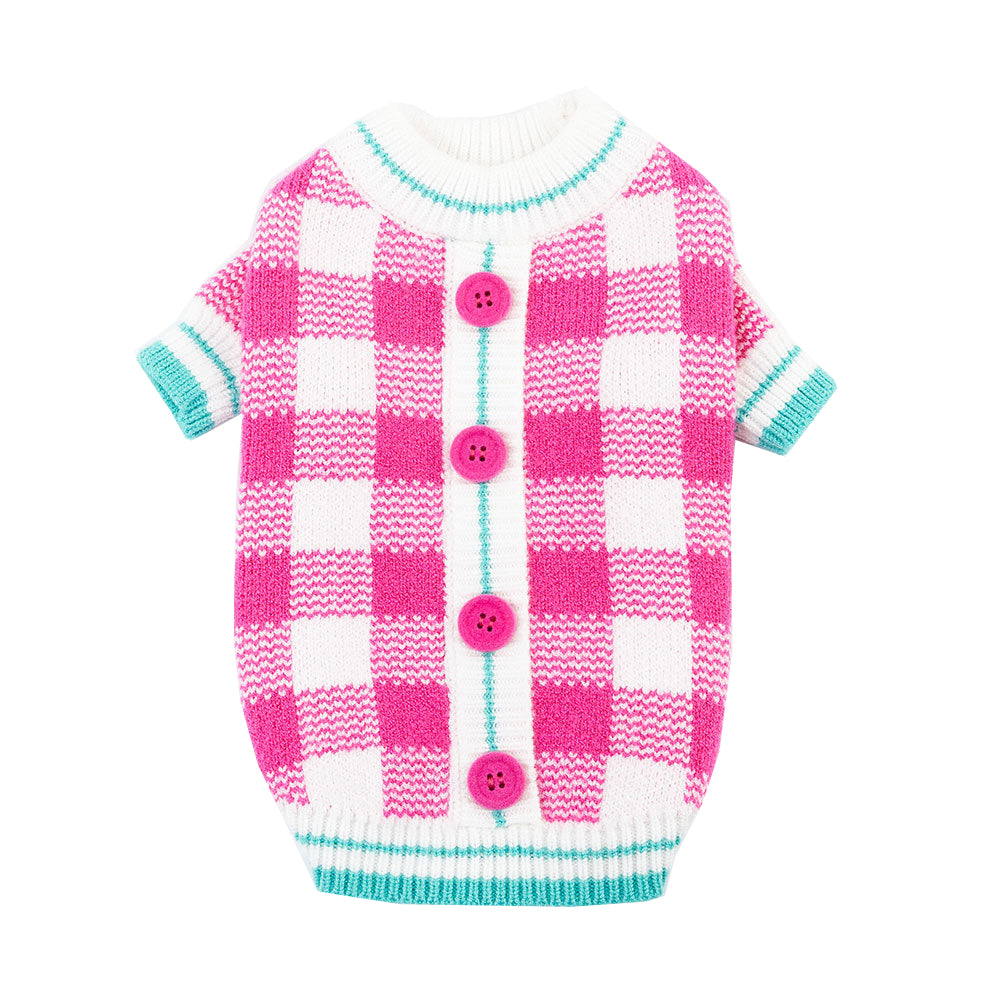 Dog Pink Plaid Pullover Sweater for small medium dogs by Frenchiely