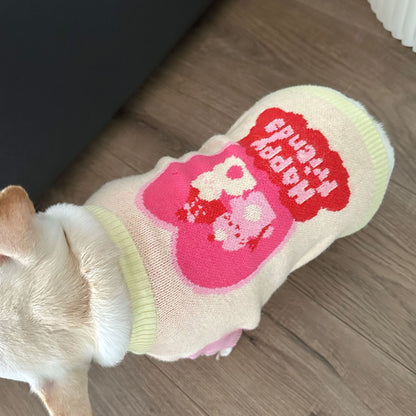 Female Dog Pink Sweater-Happy Friend - Frenchiely