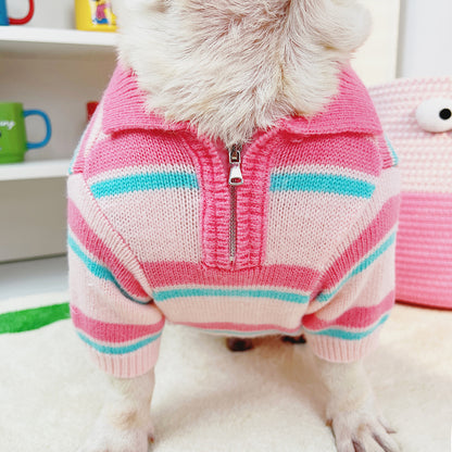 Dog Pink Plaid Zipperup Sweater for medium dog breeds by Frenchiely