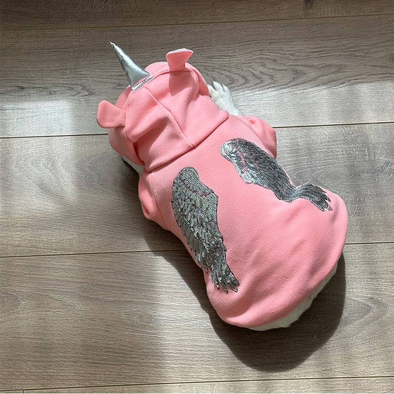 Dog Pink Unicorn Hoodie costume for medium dogs by Frenchiely.com