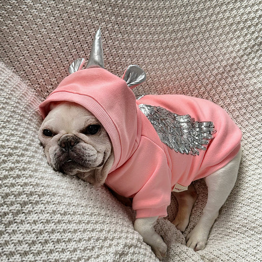 Dog Pink Unicorn Hoodie costume for medium dogs by Frenchiely.com
