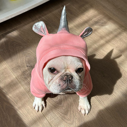 Dog Pink Unicorn Hoodie costume for medium dogs by Frenchiely.com