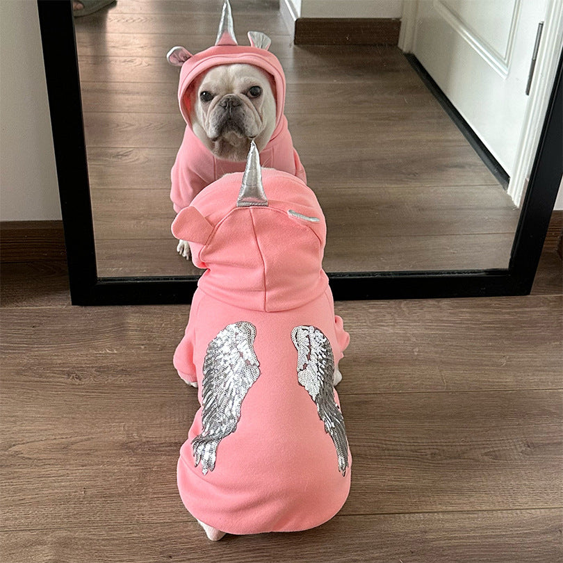 Dog Pink Unicorn Hoodie costume for medium dogs by Frenchiely.com