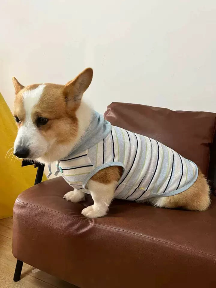 Dog Breathable Hooded Stripe Sweatshirt
