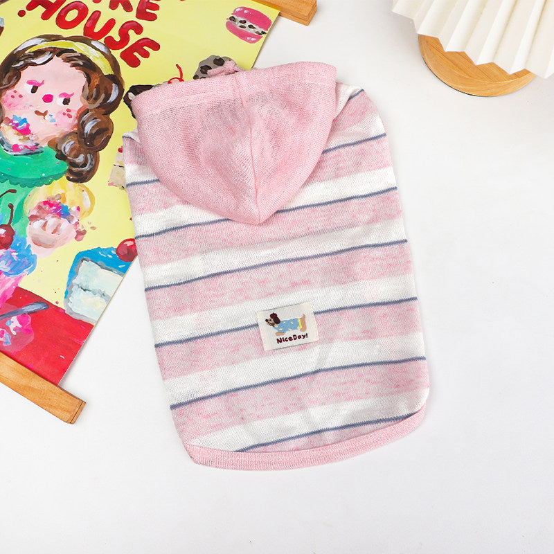 Dog Breathable Hooded Stripe Sweatshirt