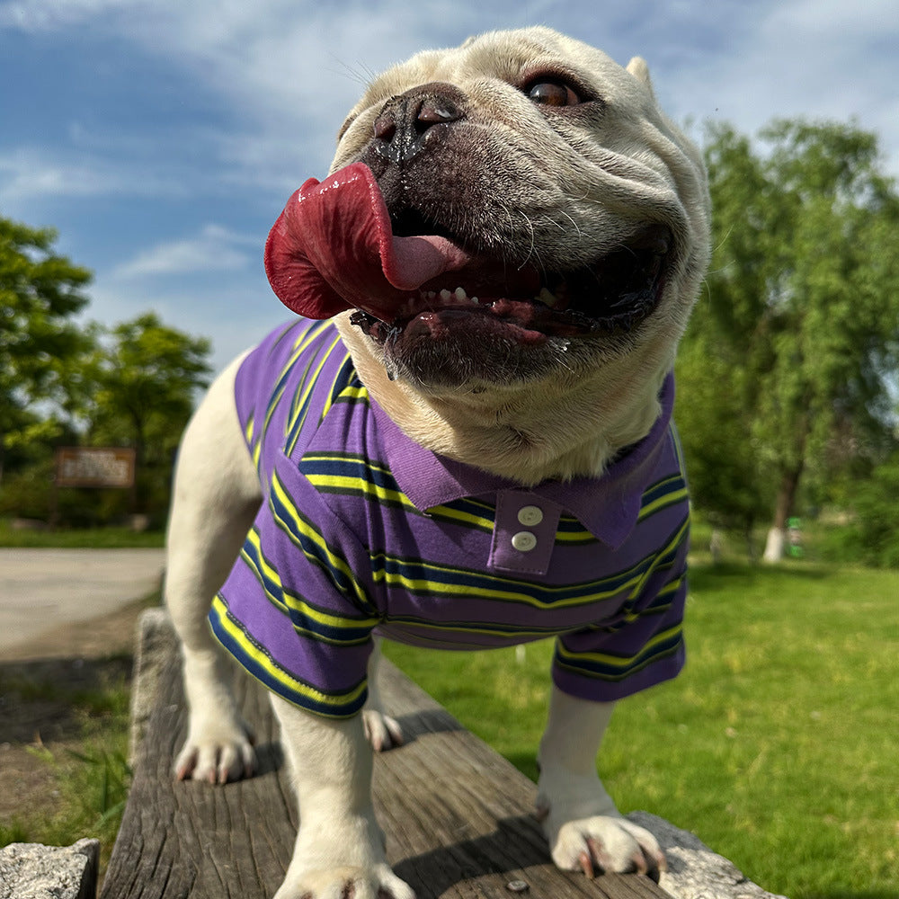Dog Striped Polo Shirt for small medium dogs by Frenchiely