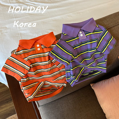 Dog Striped Polo Shirt for small medium dogs by Frenchiely
