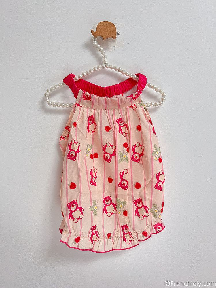 dog pink bear shirt dress for small medium dogs by frenchiely 