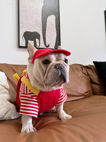 Dog Mc Donalds' Costume Onesie with Hat for small medium dogs by Frenchiely