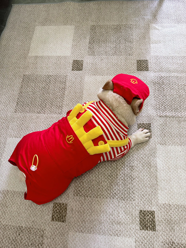 Dog Mc Donalds' Costume Onesie with Hat for small medium dogs by Frenchiely