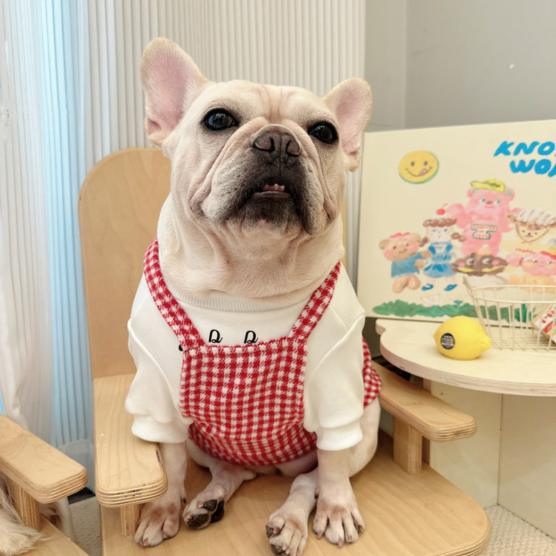 Dog Red Plaid Overalls Dress for small medium dogs by Frenchiely
