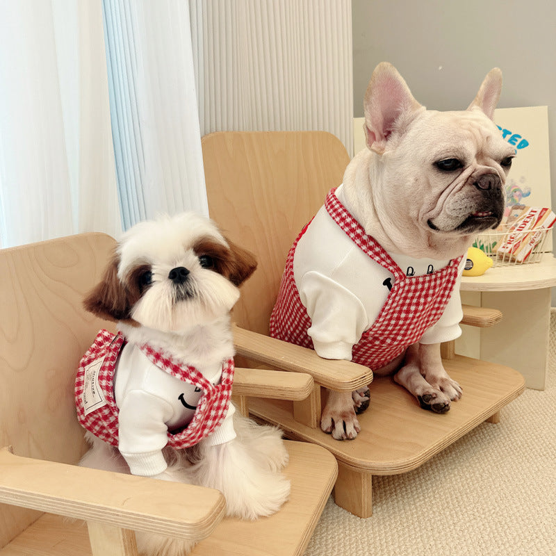 Dog Red Plaid Overalls Dress for small medium dogs by Frenchiely