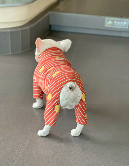 Dog Orange Striped Pajamas Onesie - Frenchiely