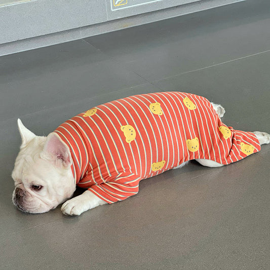 Dog Orange Striped Pajamas Onesie - Frenchiely