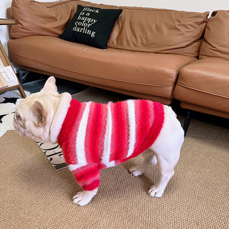 Dog Red Christmas Stripe Sweater - Frenchiely