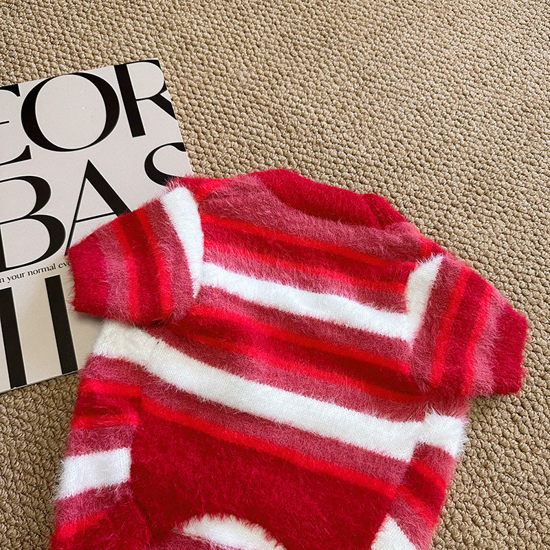 Dog Red Christmas Stripe Sweater - Frenchiely