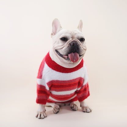 Dog Red Christmas Stripe Sweater - Frenchiely
