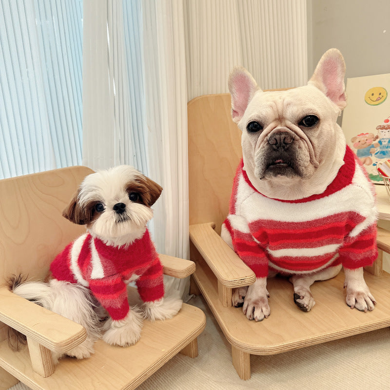 Dog Red Christmas Stripe Sweater - Frenchiely