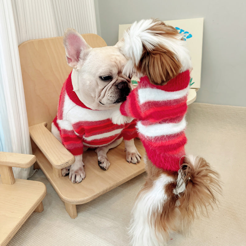 Dog Red Christmas Stripe Sweater - Frenchiely