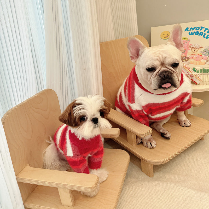 Dog Red Christmas Stripe Sweater - Frenchiely