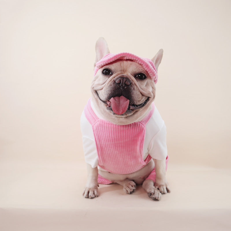 Dog Corduroy Overalls with Hat - Frenchiely