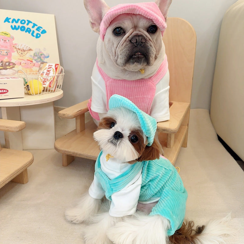 Dog Corduroy Overalls with Hat - Frenchiely