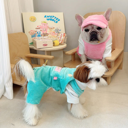 Dog Corduroy Overalls with Hat - Frenchiely