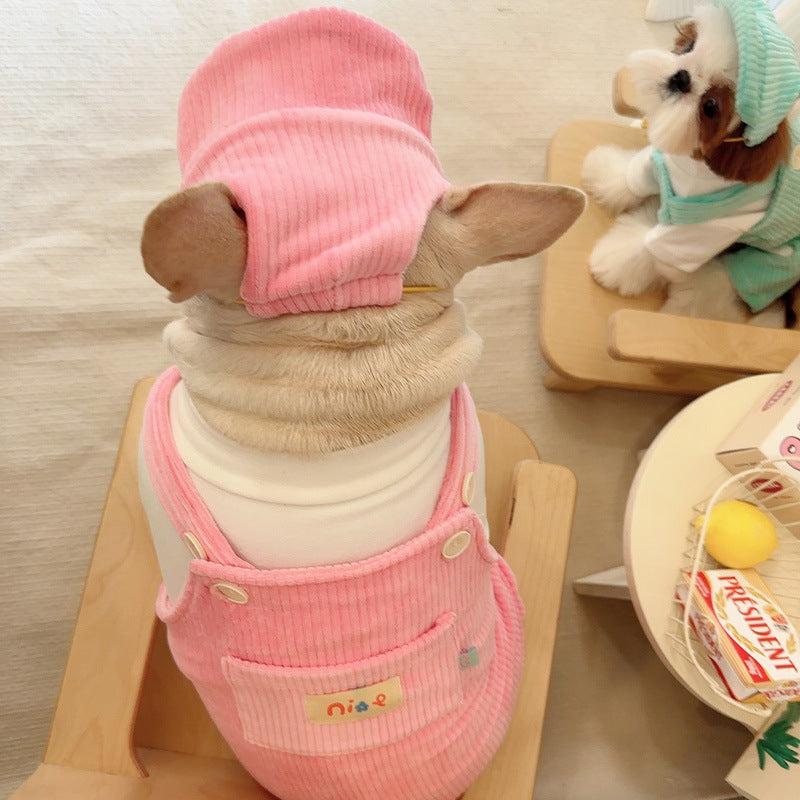 Dog Corduroy Overalls with Hat - Frenchiely